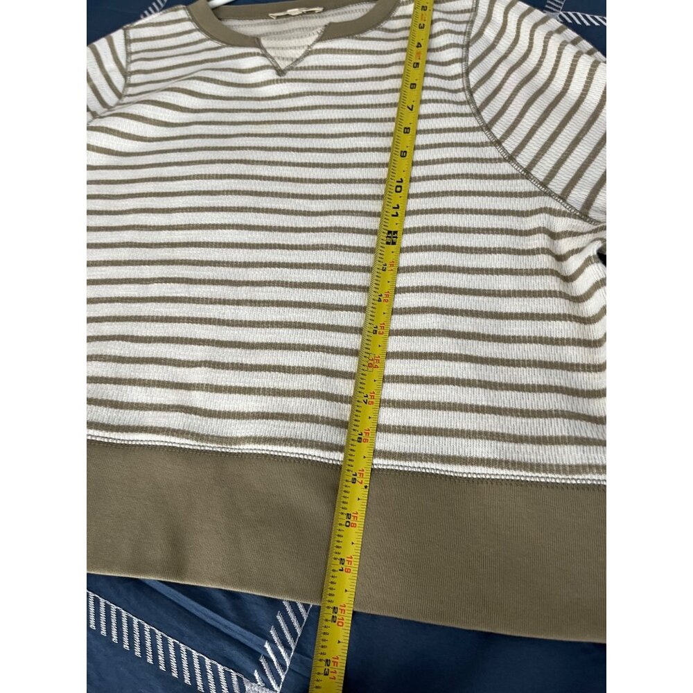 Madewell Relaxed Long-Sleeve Crewneck Tee in Stripe Cargo Green Size M - Picture 7 of 8